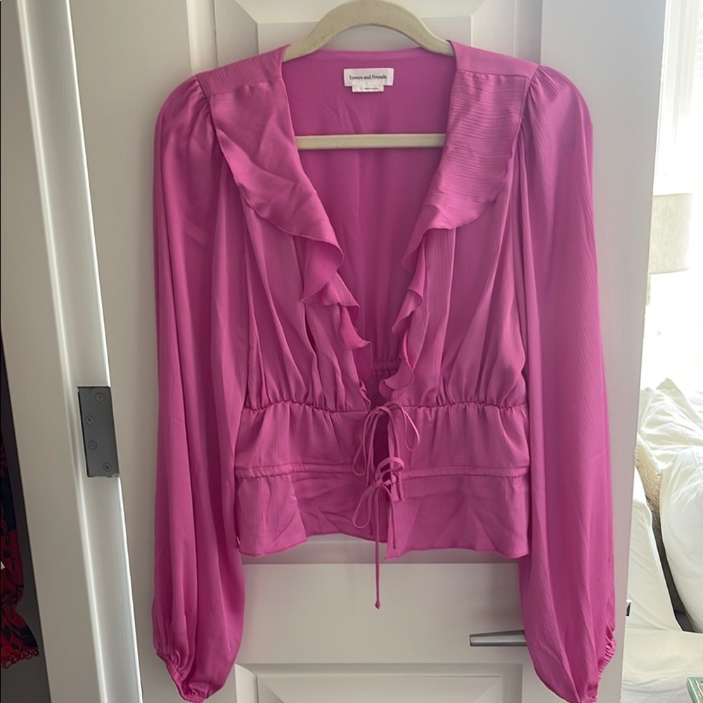 Pink Ruffled Blouse from Revolve